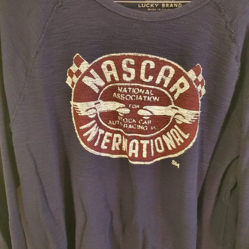 Lucky brand Nascar International long sleeve thermal tee size XL blue red - Picture 4 of 13